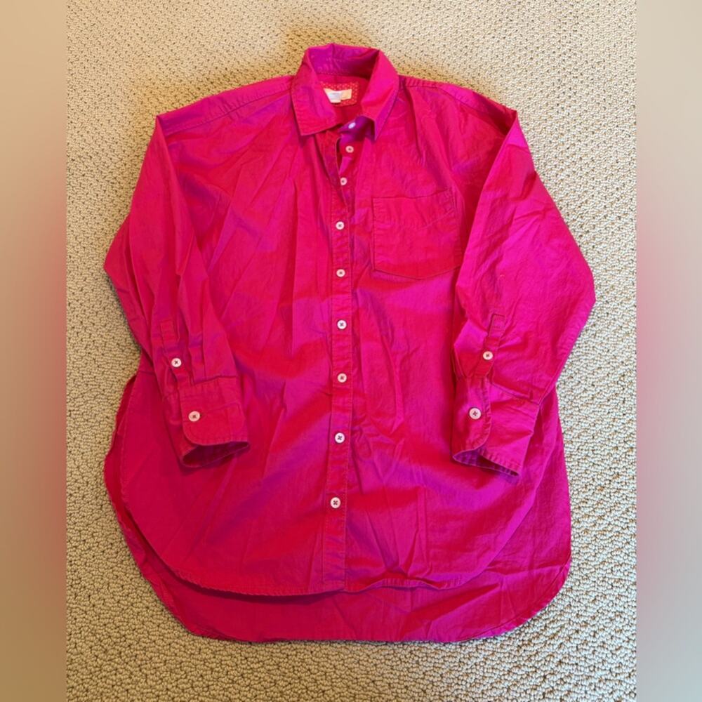 Maeve by Anthropologie Button Down Hot Pink Longsleeve Size XS Oversized